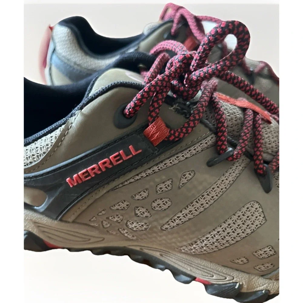 Merrell All Out Blaze Brown/Red Vent Mid Waterproof Hiking Boots Women's Size 11 - Picture 7 of 10